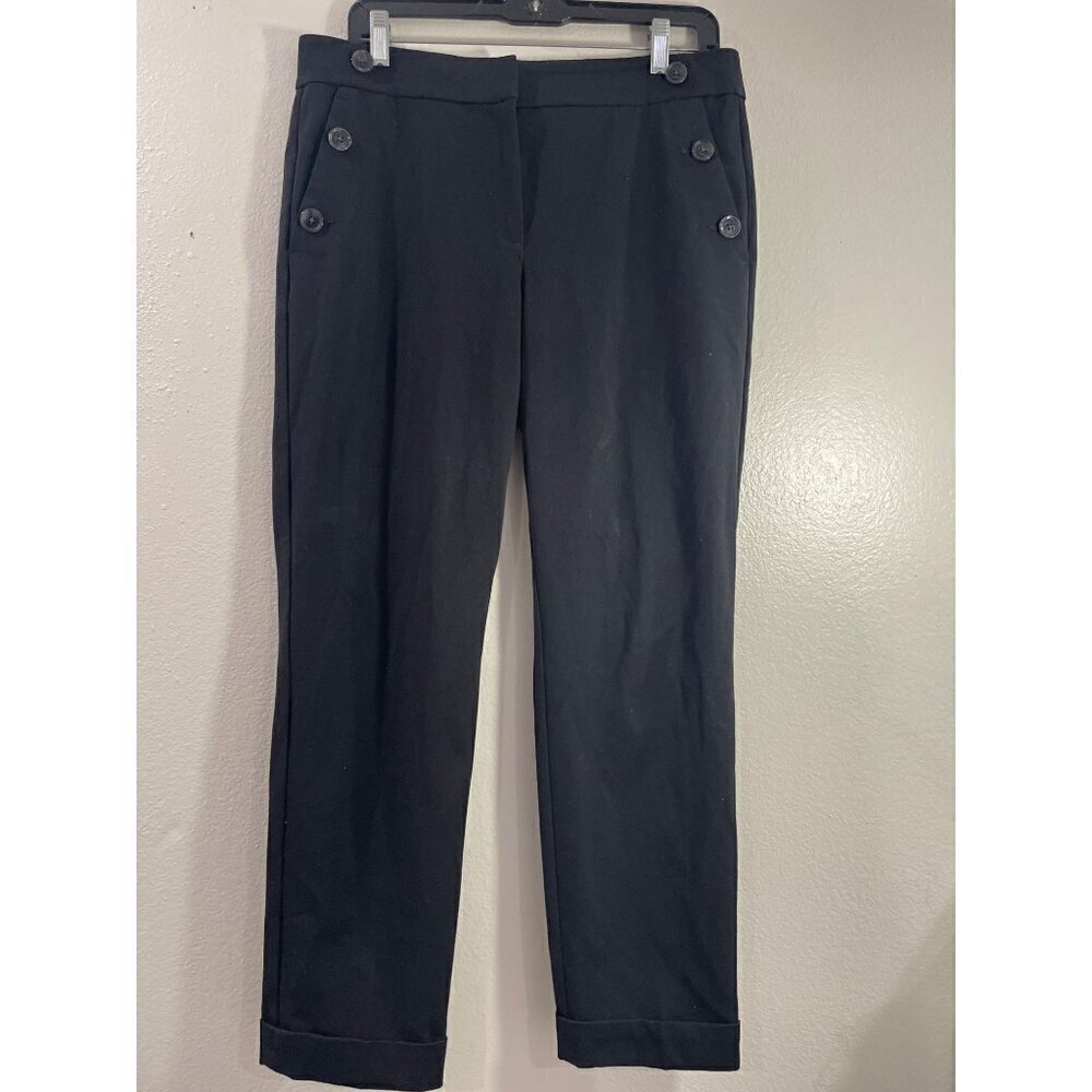 Black High-Rise Button Detail Women's Trousers